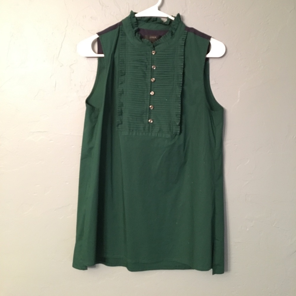 J. Crew Pleated Bib Top - Dark Green - Picture 2 of 4