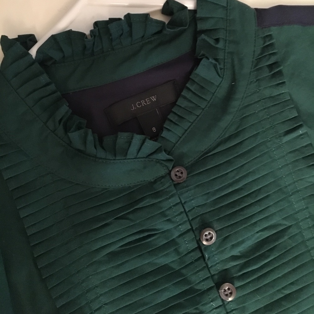 J. Crew Pleated Bib Top - Dark Green - Picture 4 of 4