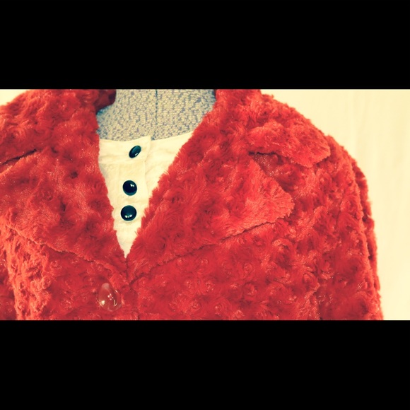 Fabulous Red Faux Fur Coat - Picture 2 of 4