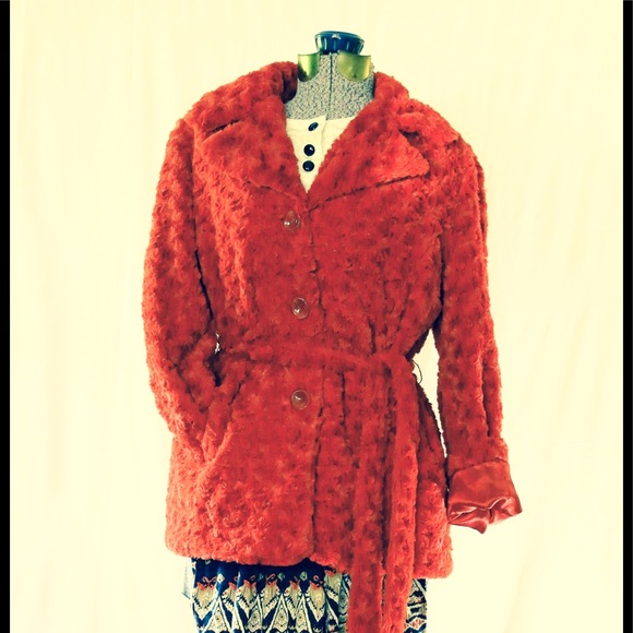 Fabulous Red Faux Fur Coat - Picture 1 of 4