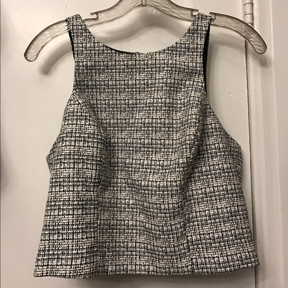 Express black and white knit crop top.