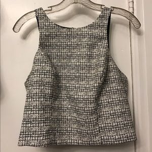 Express black and white knit crop top.