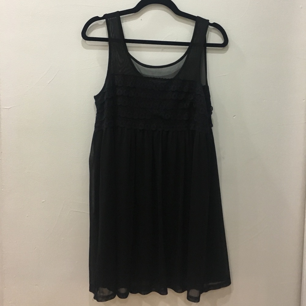 Black dress with mesh top