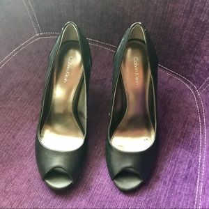 Calvin Klein peep-toe black heels. Size 7.5