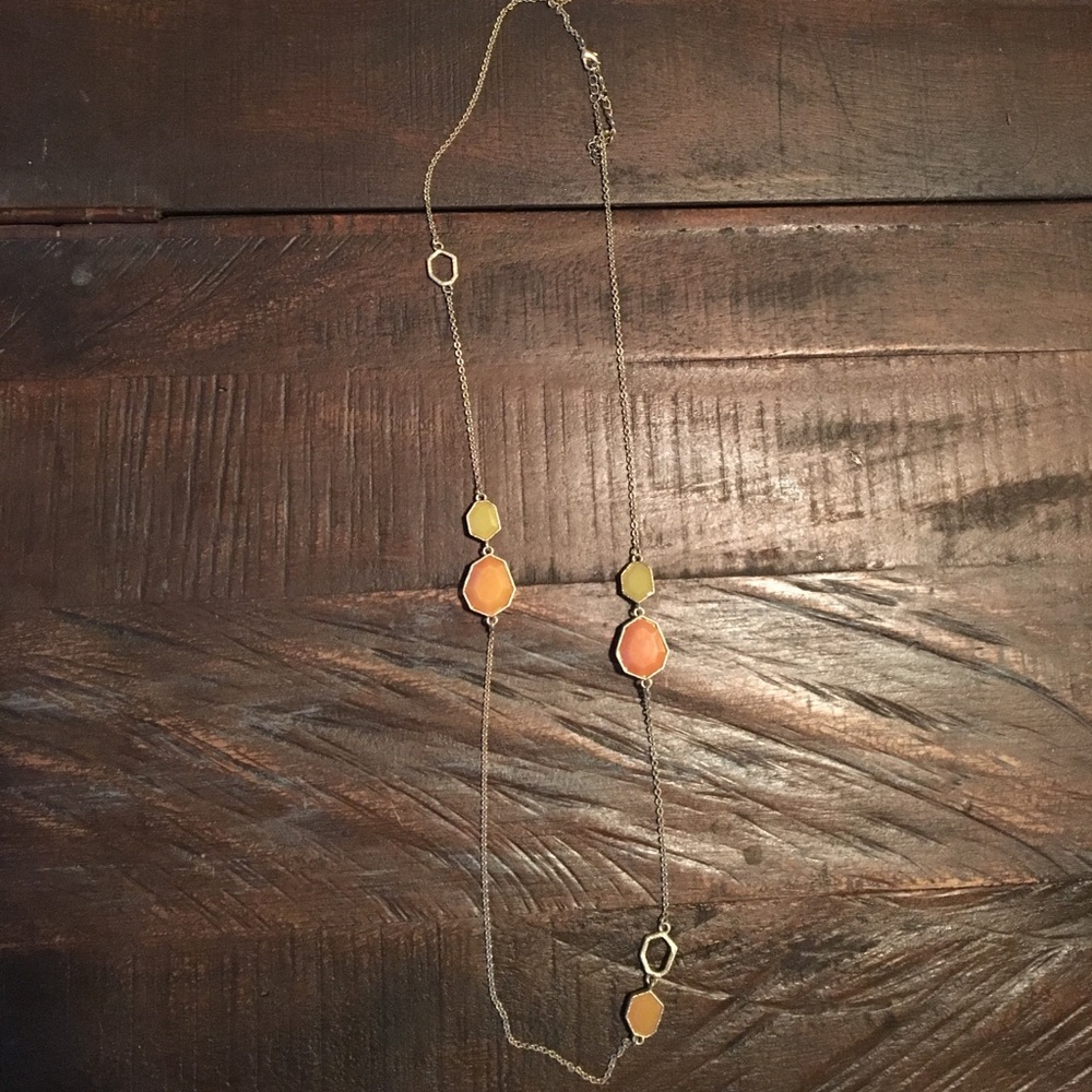 Asymmetrical orange and gold necklace
