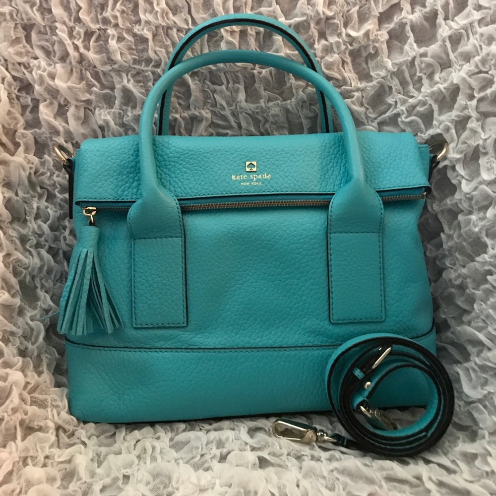 Kate Spade turquoise blue leather handbag!!!