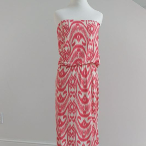 Small coral and white boutique maxi dress