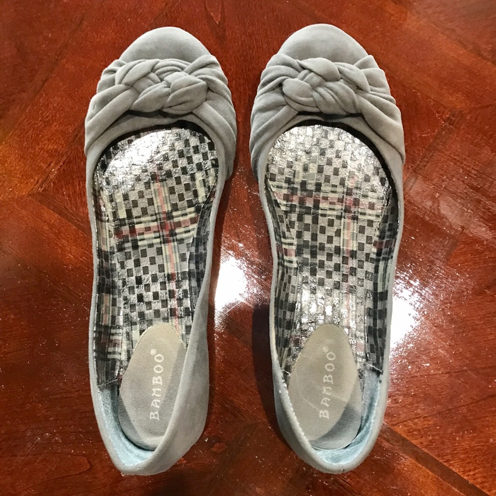 Bamboo grey suede ballet flats