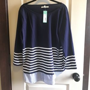 Navy and striped blouse