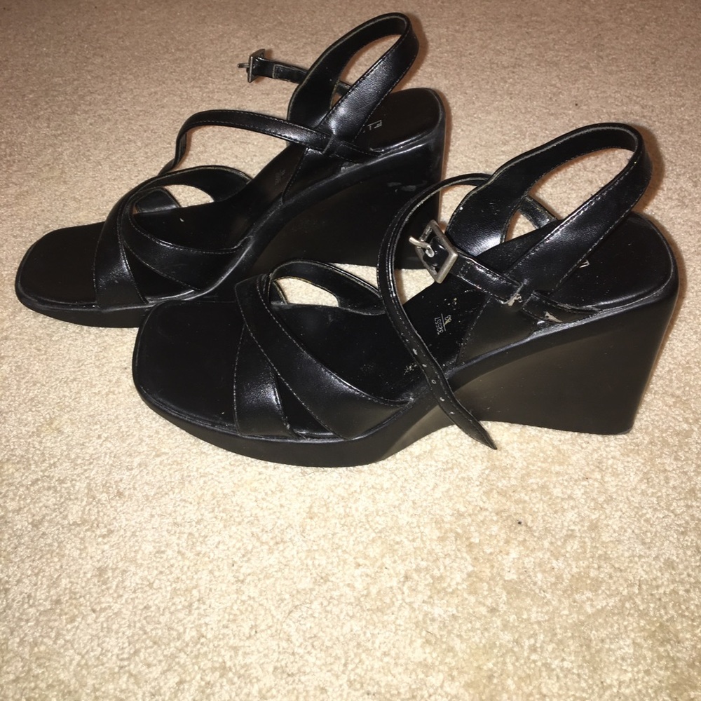 Black wedged heels, size 7, great condition