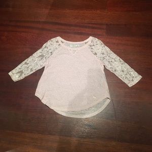 Light Pink Shirt With Lace Sequin Sleeves