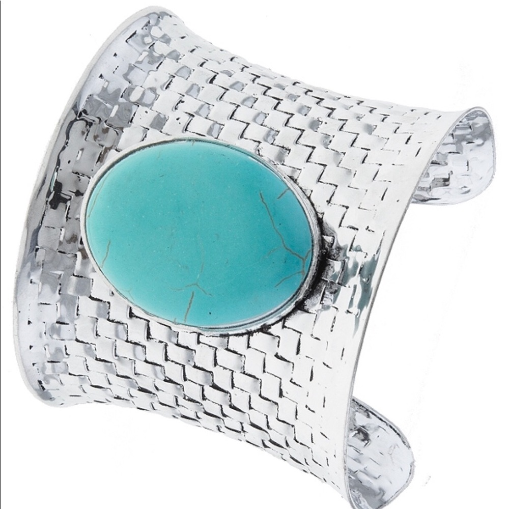 Turquoise Stone • Metal Wrist Cuff