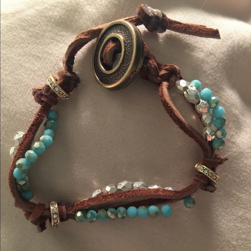 Leather and bead bracelet