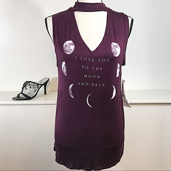 French Pastry Tops - I love you to the moon Graphic Tee Choker Rocker