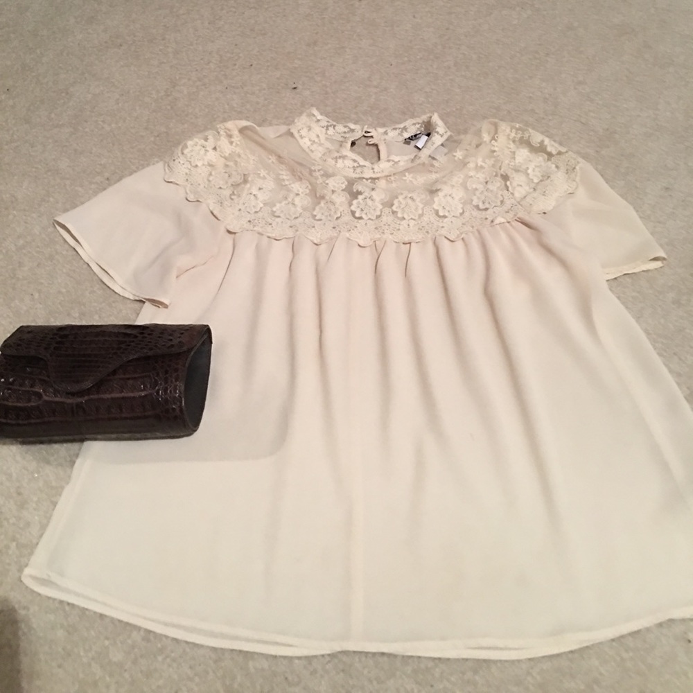 Semi sheer ivory blouse