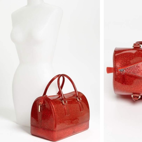 Furla Handbags - • Furla • Orange Glitter Sparkle Jelly Satchel Bag