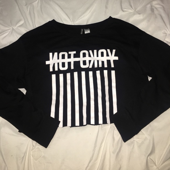 black long sleeve crop top - Picture 1 of 2