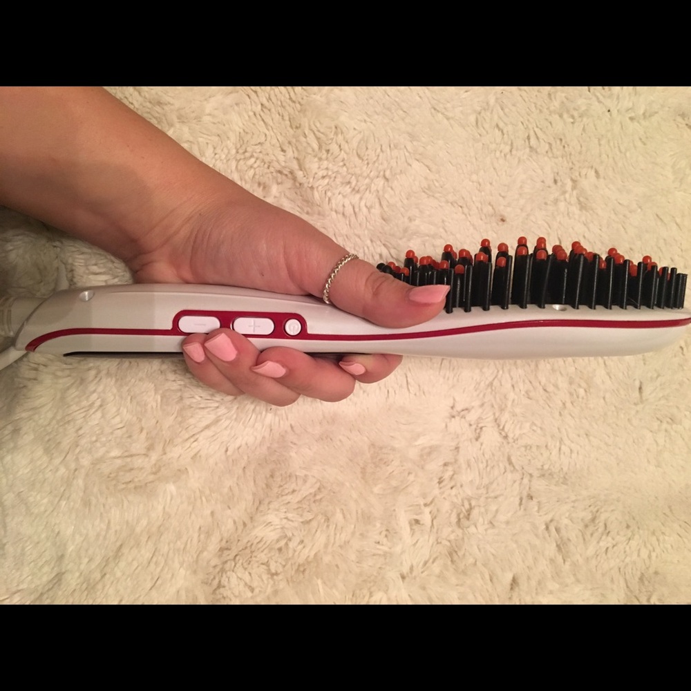 Headband and straightening hairbrush