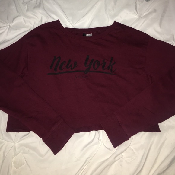 maroon long sleeved crop top - Picture 1 of 4