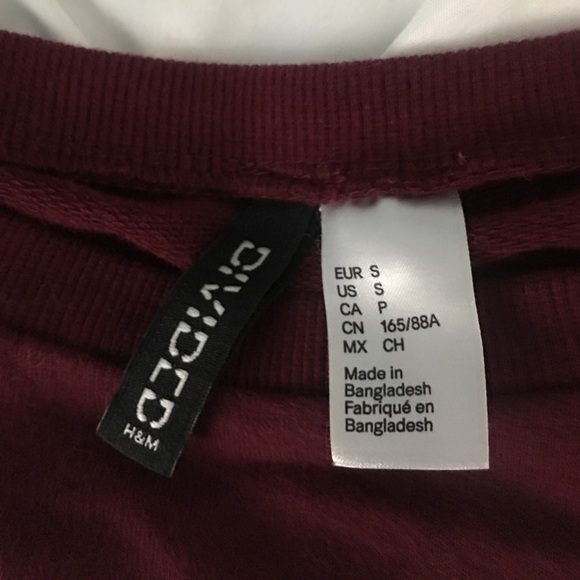 maroon long sleeved crop top - Picture 2 of 4