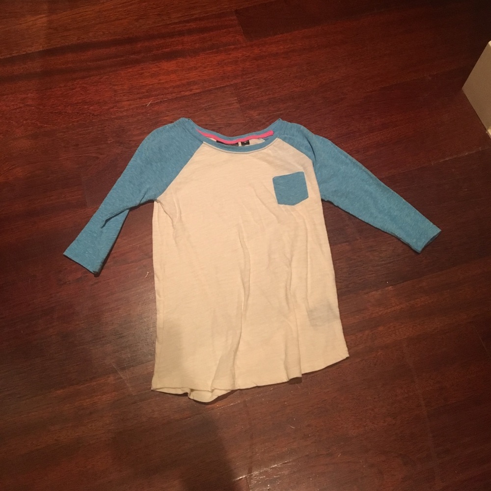 Blue and white baseball tee