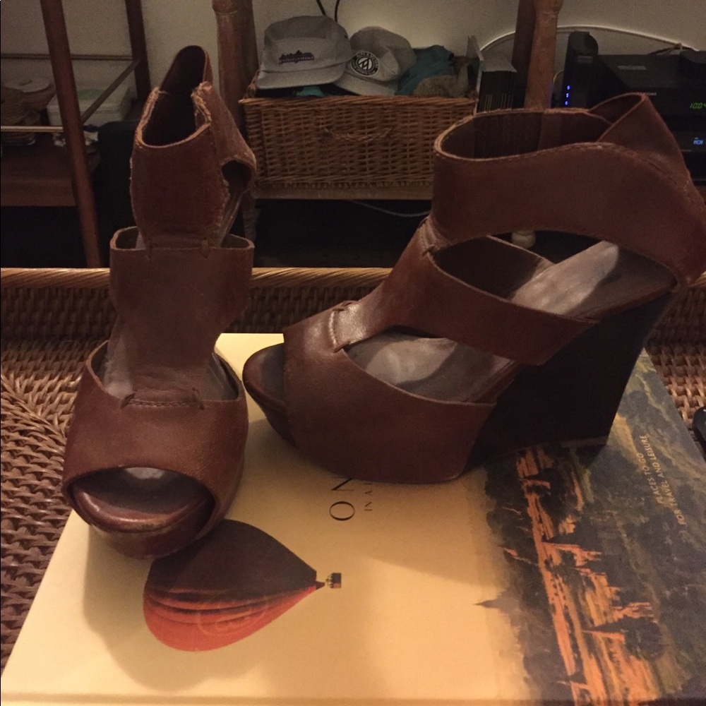 7 for All Man Kind leather Wedge - Picture 1 of 4