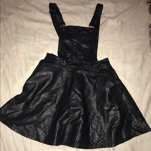 Black leather overall skirt