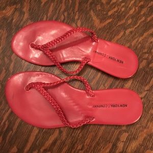 Coral braided sandals