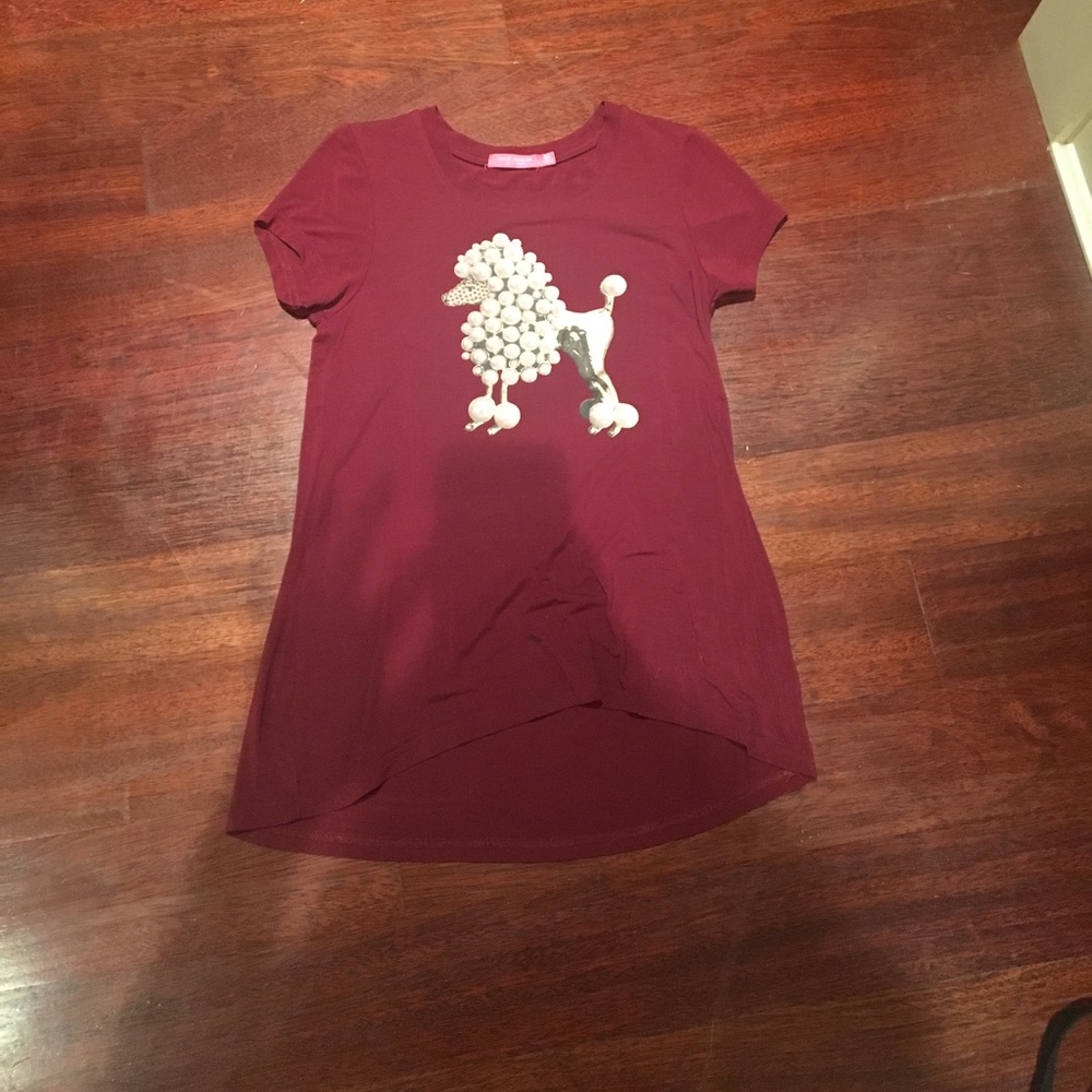 Maroon Red T shirt with Poodle