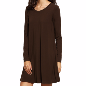 Long Sleeves Brown Dress