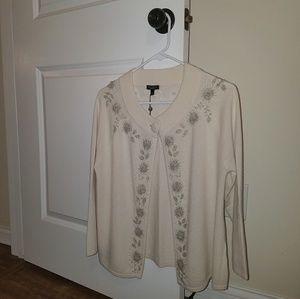 NWT TALBOTS 3/4 Sleeve Beaded Embellished Sweater