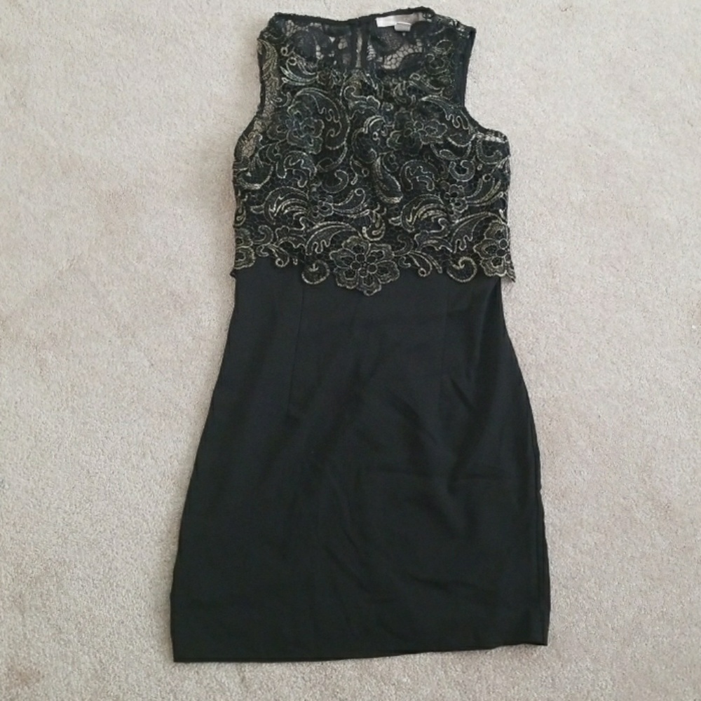 Golden Embroidery Bodycon Dress