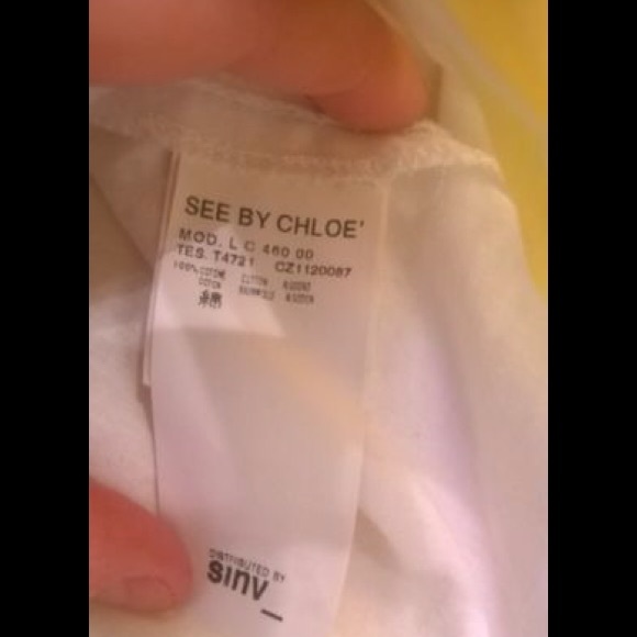 See by Chloe Yellow and White Blouse Size 6 - Picture 3 of 4