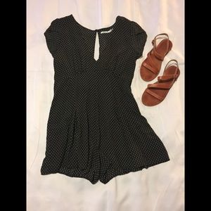 Black with tan dots romper