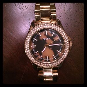 gold diamond fossil watch