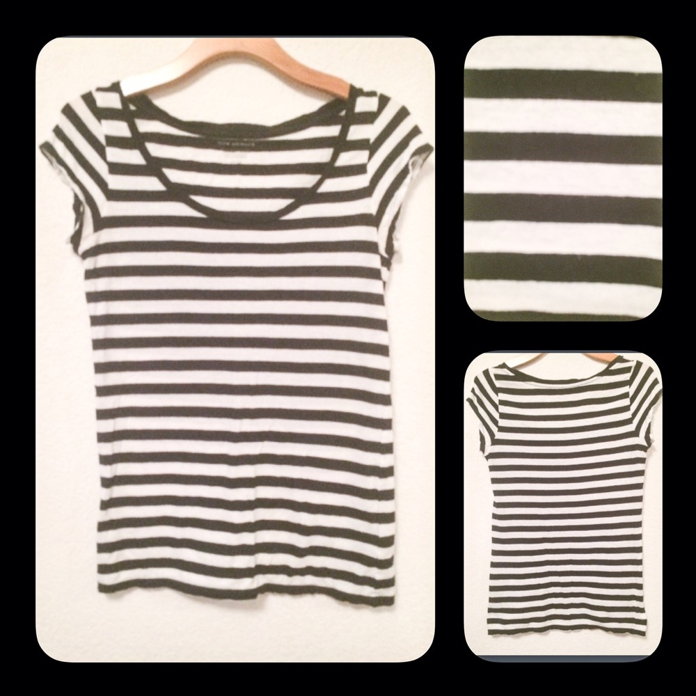 CLUB MONACO STRIPE CAP SLEEVE T-SHIRT
