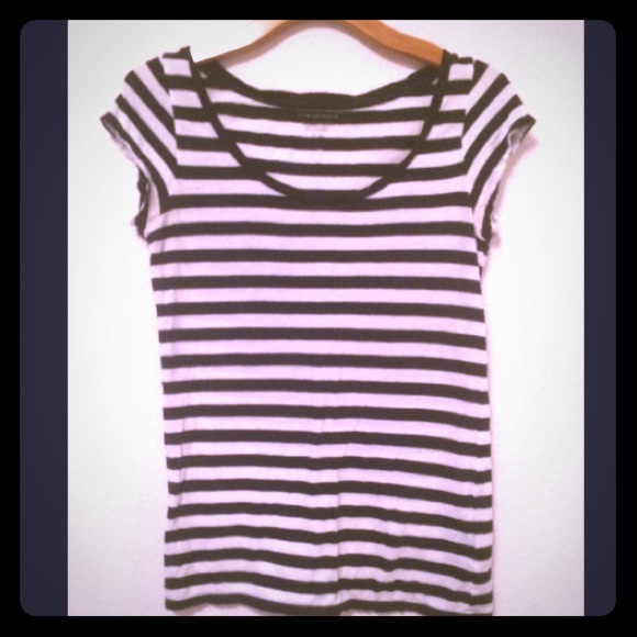 CLUB MONACO STRIPE CAP SLEEVE T-SHIRT - Picture 2 of 7