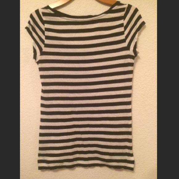 CLUB MONACO STRIPE CAP SLEEVE T-SHIRT - Picture 3 of 7