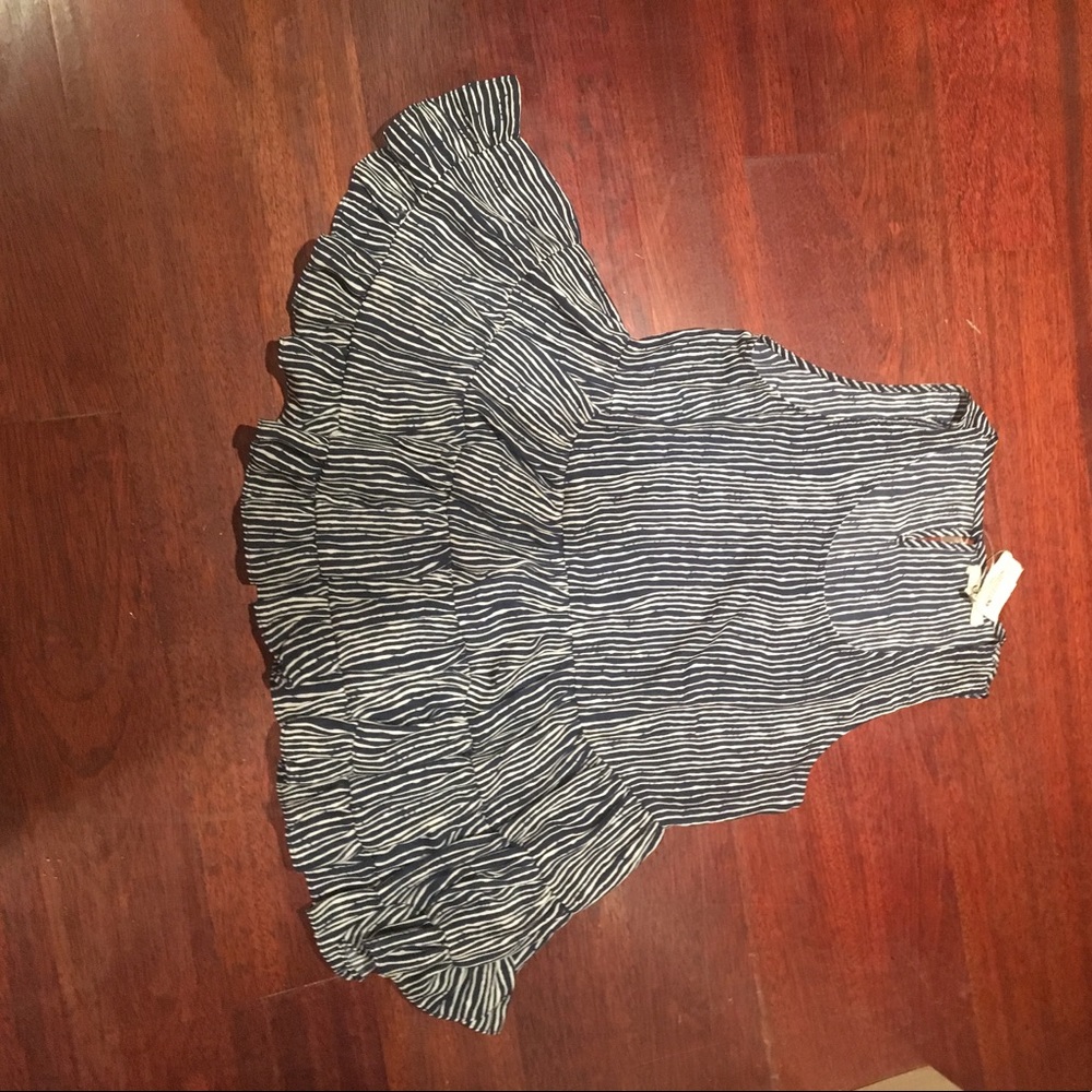 Blue and White Striped Blouse
