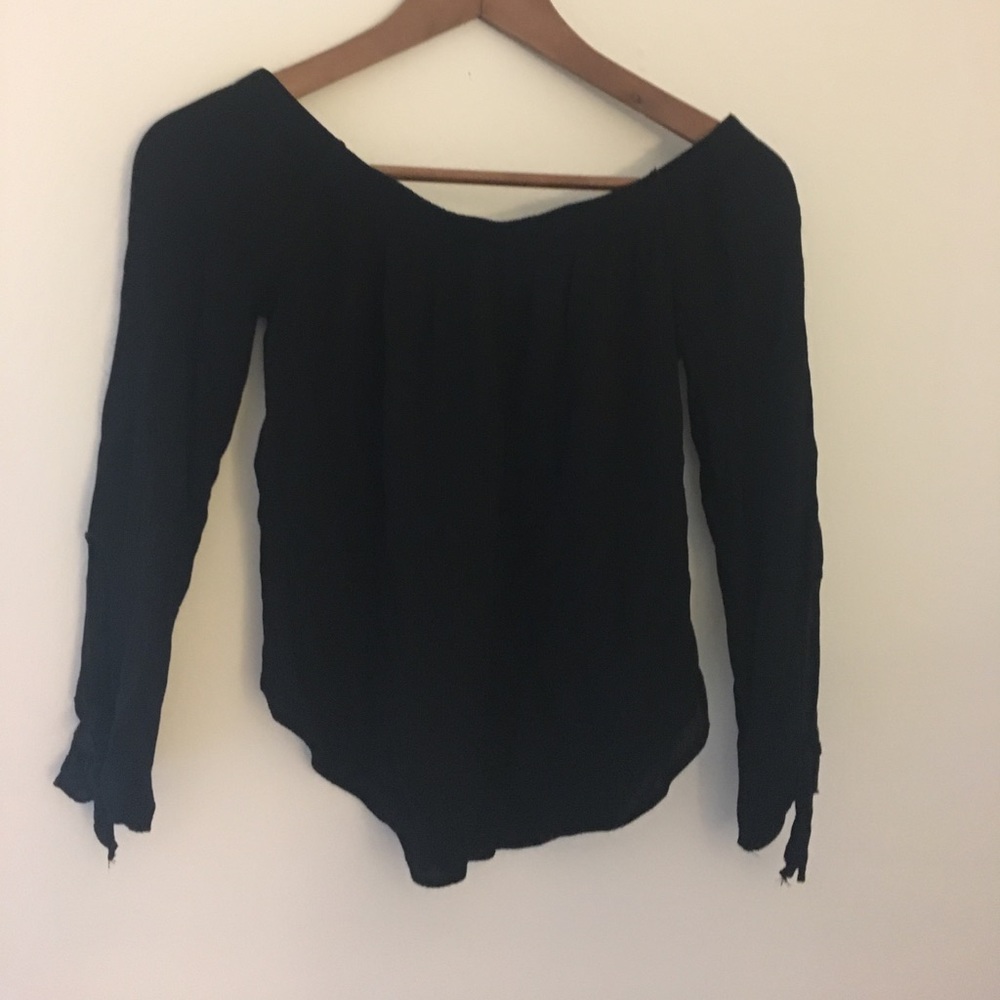 Black off the shoulder long sleeve top