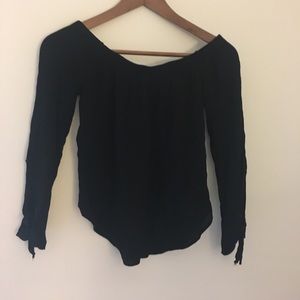 Black off the shoulder long sleeve top