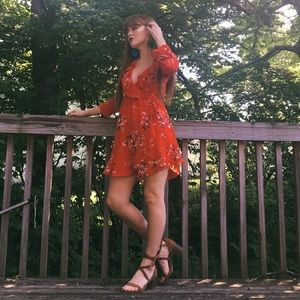 Hot red floral dress