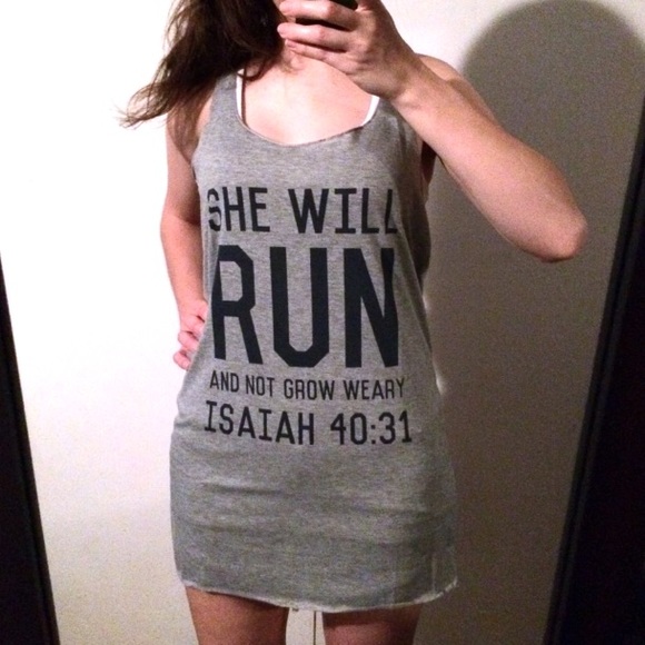 Gray Bible Verse Graphic Runner Tank Top Racerback - Picture 3 of 6