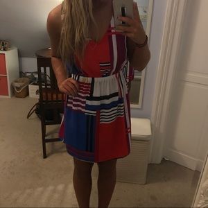 Colorful Geometric Halter Dress