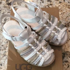 BRAND NEW Uggs sz 9 white and gold gretel sandals