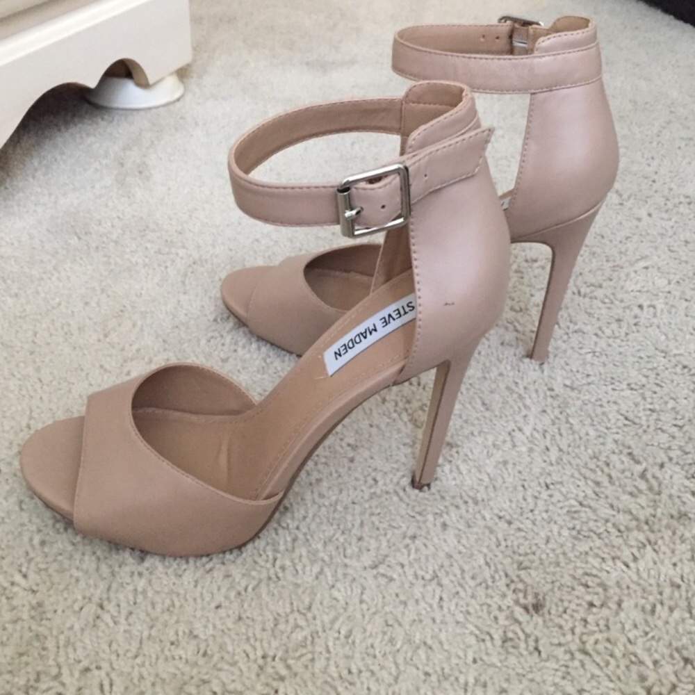 Nude Steve Madden ankle strap heels