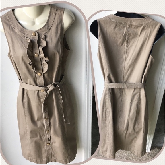 Talbots Dresses & Skirts - TALBOTS Khaki Button Down Sleeveless Dress EUC