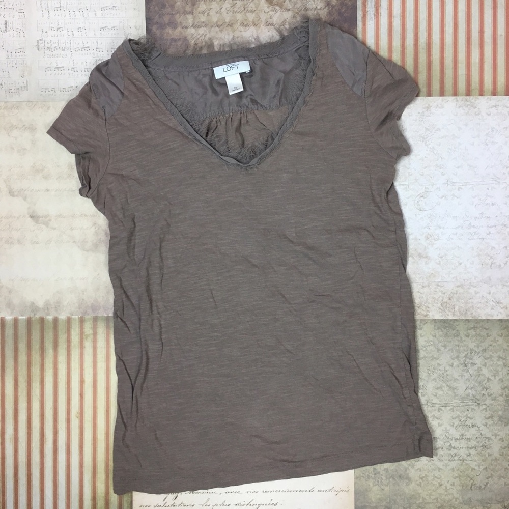 Ann Taylor Loft Blouse Medium Brown cotton Top