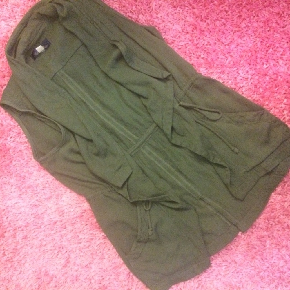 Olive cinched waist vest