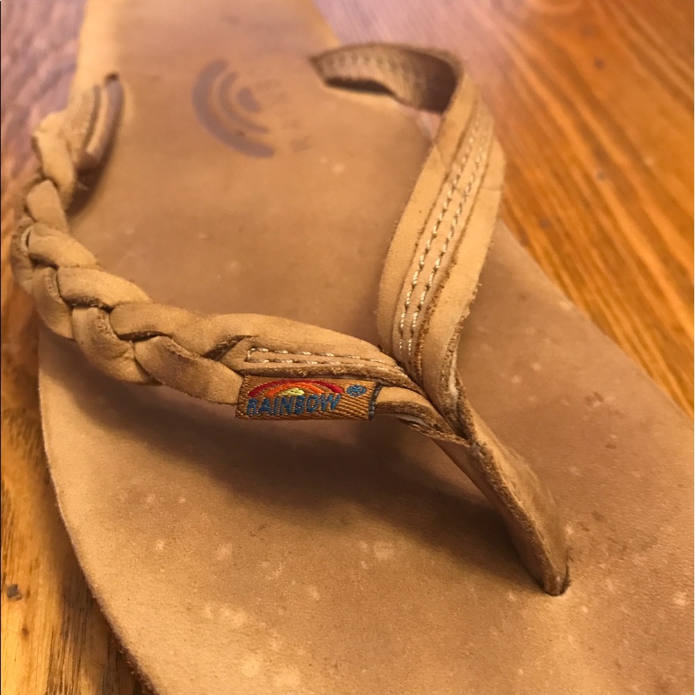 Rainbow Leather flip flops